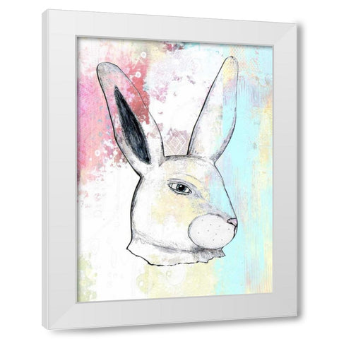 Rainbow Bunny White Modern Wood Framed Art Print by Ogren, Sarah