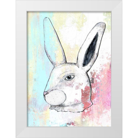 Rainbow Bunny II White Modern Wood Framed Art Print by Ogren, Sarah