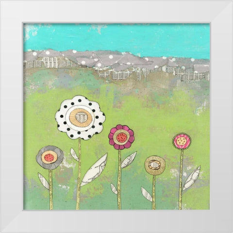5 Flowers White Modern Wood Framed Art Print by Ogren, Sarah