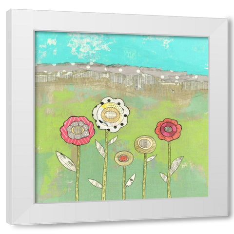 5 More Flowers White Modern Wood Framed Art Print by Ogren, Sarah