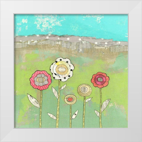 5 More Flowers White Modern Wood Framed Art Print by Ogren, Sarah