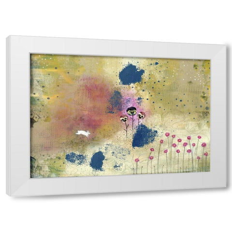 Three Pansies White Modern Wood Framed Art Print by Ogren, Sarah