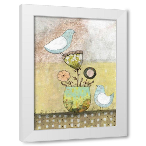 2 Blue Birds White Modern Wood Framed Art Print by Ogren, Sarah