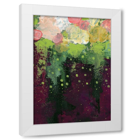 Purple and Lime Floral White Modern Wood Framed Art Print by Ogren, Sarah