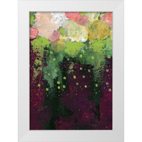 Purple and Lime Floral White Modern Wood Framed Art Print by Ogren, Sarah