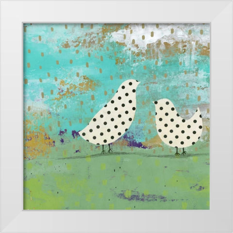 Polka Dot Birds White Modern Wood Framed Art Print by Ogren, Sarah