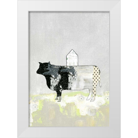 Cow and Barn White Modern Wood Framed Art Print by Ogren, Sarah