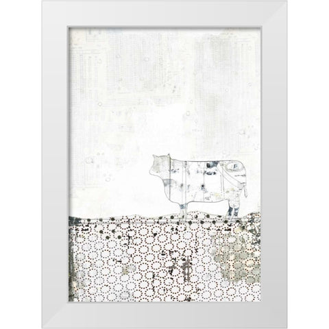 Neutral Cow White Modern Wood Framed Art Print by Ogren, Sarah