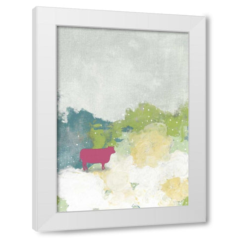 The Pink Cow White Modern Wood Framed Art Print by Ogren, Sarah