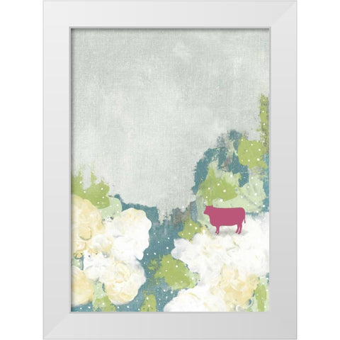 The Pink Cow II White Modern Wood Framed Art Print by Ogren, Sarah