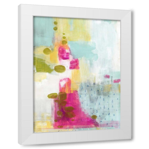 Blue Triangles White Modern Wood Framed Art Print by Ogren, Sarah