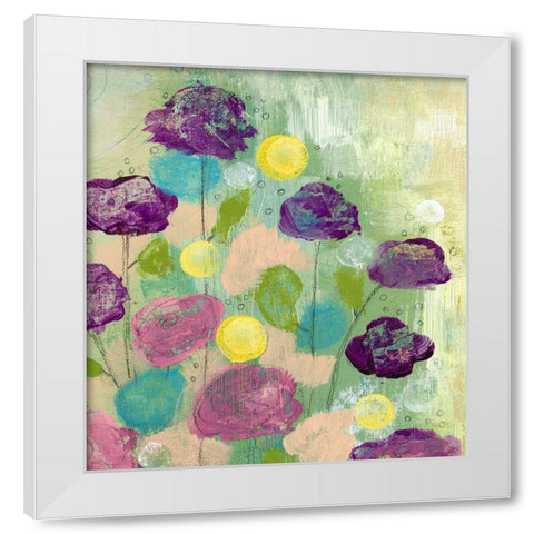 Purple Flowers White Modern Wood Framed Art Print by Ogren, Sarah
