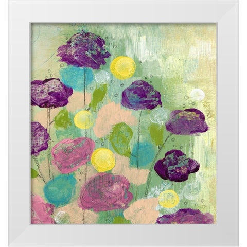 Purple Flowers White Modern Wood Framed Art Print by Ogren, Sarah