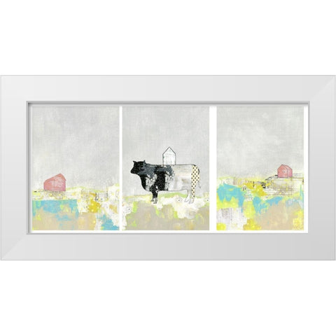 3 Barns and a Cow Set White Modern Wood Framed Art Print by Ogren, Sarah