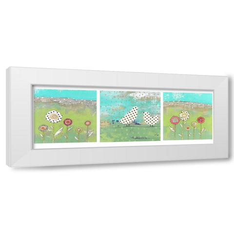 Polka Dot Bird Set White Modern Wood Framed Art Print by Ogren, Sarah