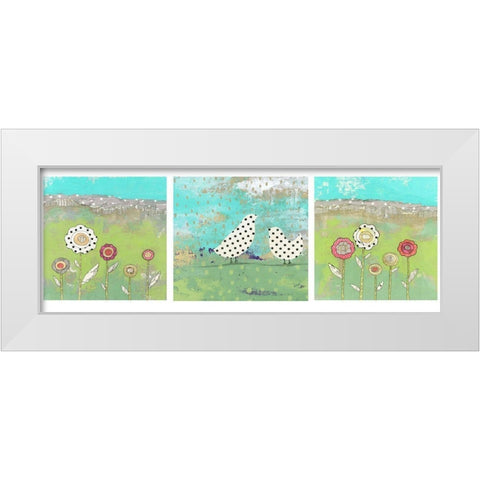 Polka Dot Bird Set White Modern Wood Framed Art Print by Ogren, Sarah