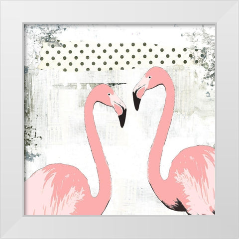Flamingos White Modern Wood Framed Art Print by Ogren, Sarah