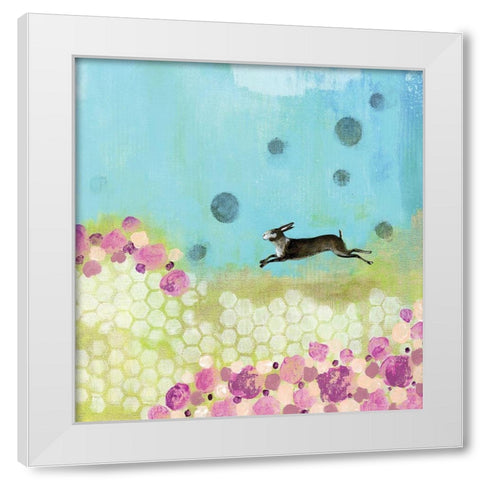 Purple and Yellow Bunny White Modern Wood Framed Art Print by Ogren, Sarah