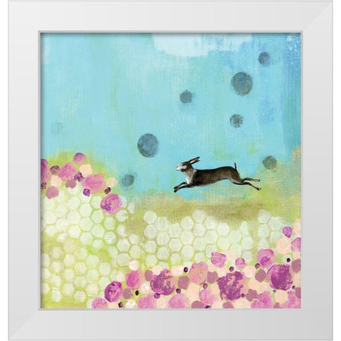 Purple and Yellow Bunny White Modern Wood Framed Art Print by Ogren, Sarah