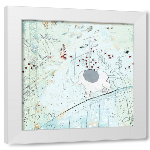 Zen Baby Elephant White Modern Wood Framed Art Print by Ogren, Sarah
