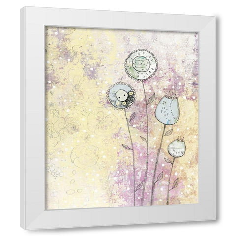 Lavender Floral Abstract White Modern Wood Framed Art Print by Ogren, Sarah