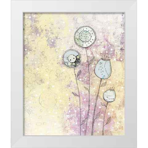 Lavender Floral Abstract White Modern Wood Framed Art Print by Ogren, Sarah