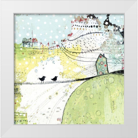 New Neighbors White Modern Wood Framed Art Print by Ogren, Sarah