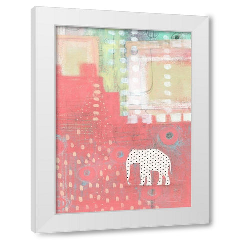 Polka Dot Elephant White Modern Wood Framed Art Print by Ogren, Sarah