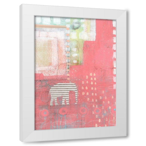 Grey Stripe Elephant Spring Owl White Modern Wood Framed Art Print by Ogren, Sarah