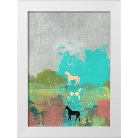 3 Horses White Modern Wood Framed Art Print by Ogren, Sarah