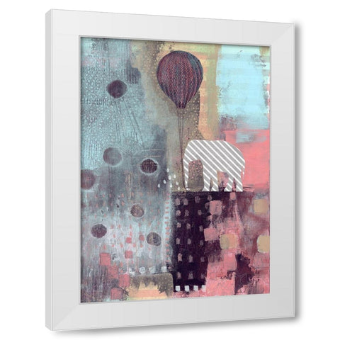 The Elephant and the Balloon White Modern Wood Framed Art Print by Ogren, Sarah