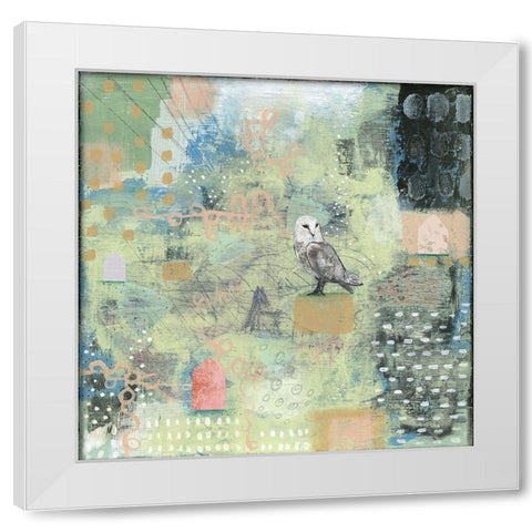 Houses and an Owl White Modern Wood Framed Art Print by Ogren, Sarah