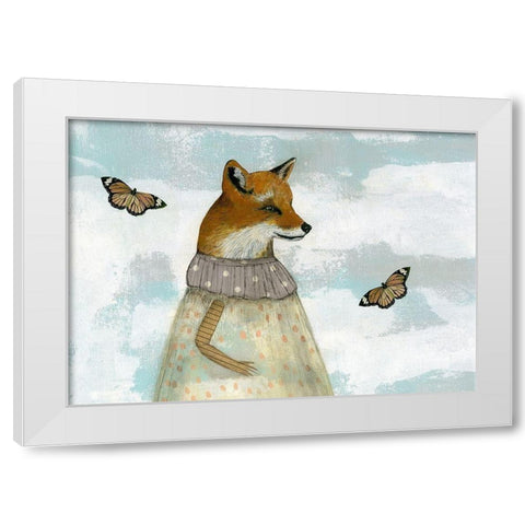 The Red Fox and the Monarchs White Modern Wood Framed Art Print by Ogren, Sarah