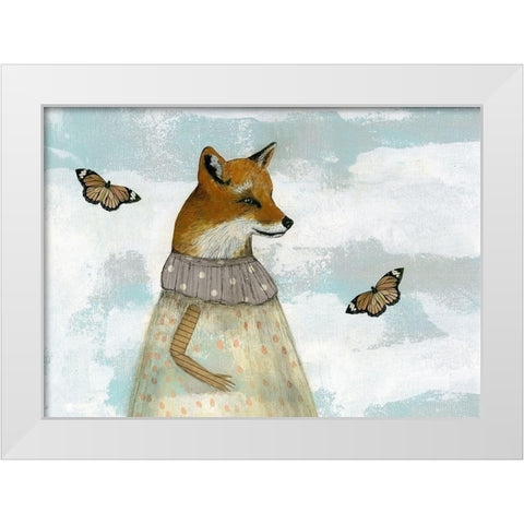 The Red Fox and the Monarchs White Modern Wood Framed Art Print by Ogren, Sarah