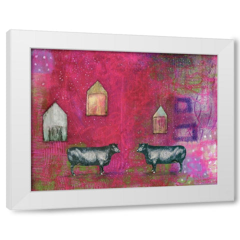 Hot Pink Bull White Modern Wood Framed Art Print by Ogren, Sarah
