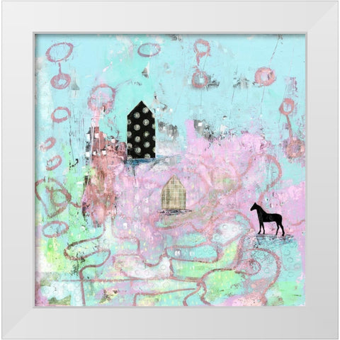 The Pink Road White Modern Wood Framed Art Print by Ogren, Sarah