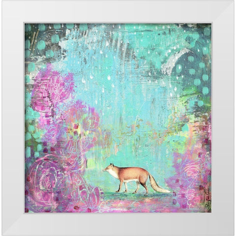 Fox and Purple Flowers White Modern Wood Framed Art Print by Ogren, Sarah