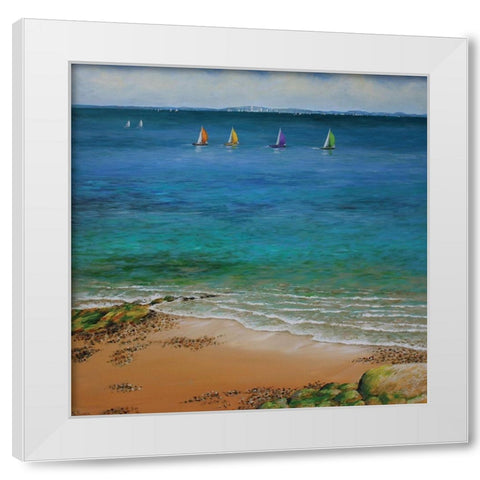 Spinnakers Up White Modern Wood Framed Art Print by Francis, Sandra