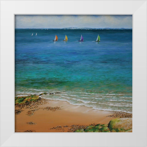 Spinnakers Up White Modern Wood Framed Art Print by Francis, Sandra