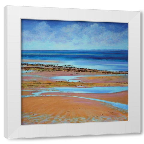 Blue Infinity White Modern Wood Framed Art Print by Francis, Sandra