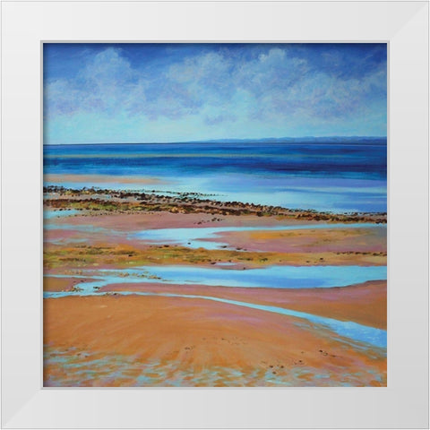 Blue Infinity White Modern Wood Framed Art Print by Francis, Sandra