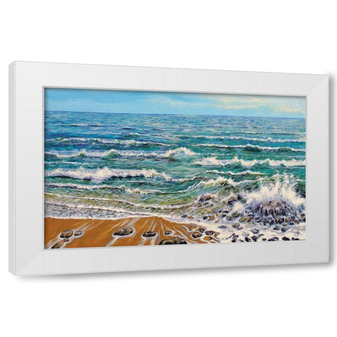Wind White Waves White Modern Wood Framed Art Print by Francis, Sandra