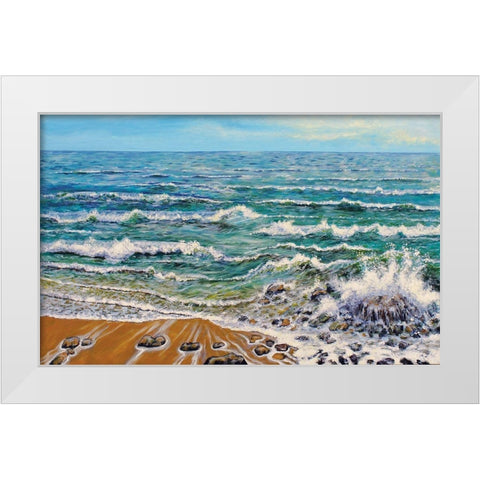 Wind White Waves White Modern Wood Framed Art Print by Francis, Sandra