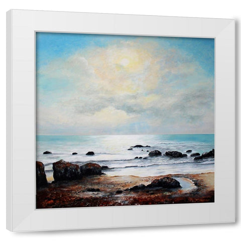 Early Morning Sun White Modern Wood Framed Art Print by Francis, Sandra