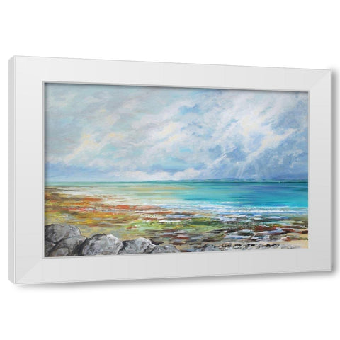 Beach Colours White Modern Wood Framed Art Print by Francis, Sandra