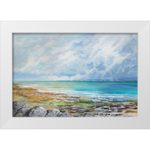 Beach Colours White Modern Wood Framed Art Print by Francis, Sandra