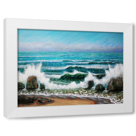 Waves on the Rocky Shore White Modern Wood Framed Art Print by Francis, Sandra