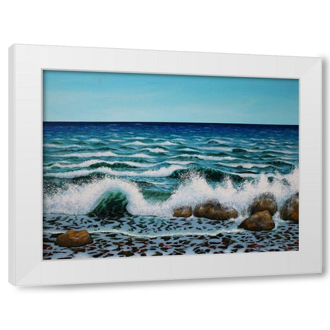 White Waves White Modern Wood Framed Art Print by Francis, Sandra