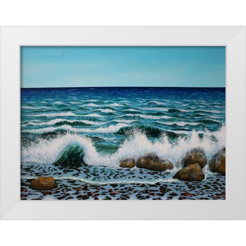 White Waves White Modern Wood Framed Art Print by Francis, Sandra