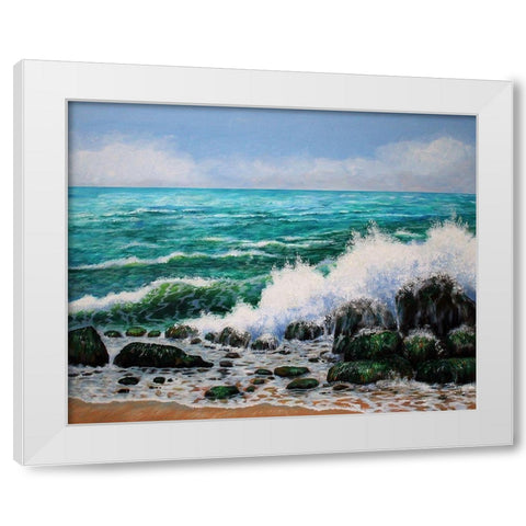 Crashing Waves White Modern Wood Framed Art Print by Francis, Sandra